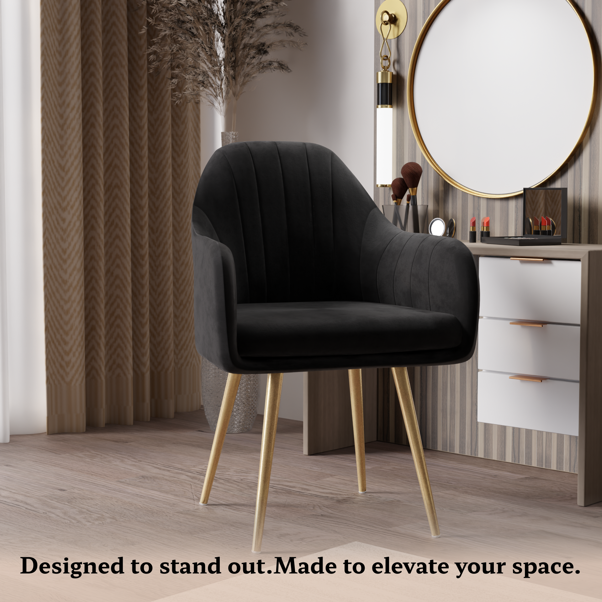 FurniVo Milano Velvet Comfort Dining Chair with Deep Cushion Seating, Strong Wooden Frame & Metal Support Legs for Dining, Living Room, Bedroom, Balcony & Office |