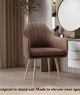 FurniVo Milano Velvet Comfort Dining Chair with Deep Cushion Seating, Strong Wooden Frame & Metal Support Legs for Dining, Living Room, Bedroom, Balcony & Office |