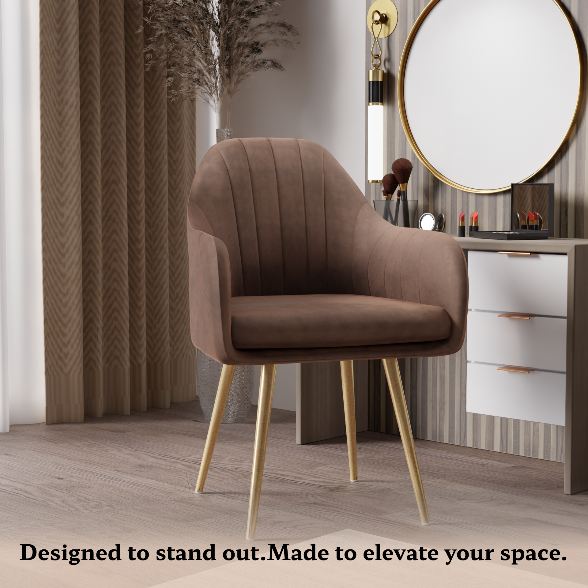 FurniVo Milano Velvet Comfort Dining Chair with Deep Cushion Seating, Strong Wooden Frame & Metal Support Legs for Dining, Living Room, Bedroom, Balcony & Office |