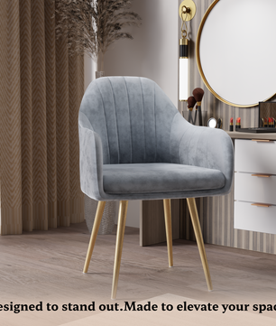 FurniVo Milano Velvet Comfort Dining Chair with Deep Cushion Seating, Strong Wooden Frame & Metal Support Legs for Dining, Living Room, Bedroom, Balcony & Office |