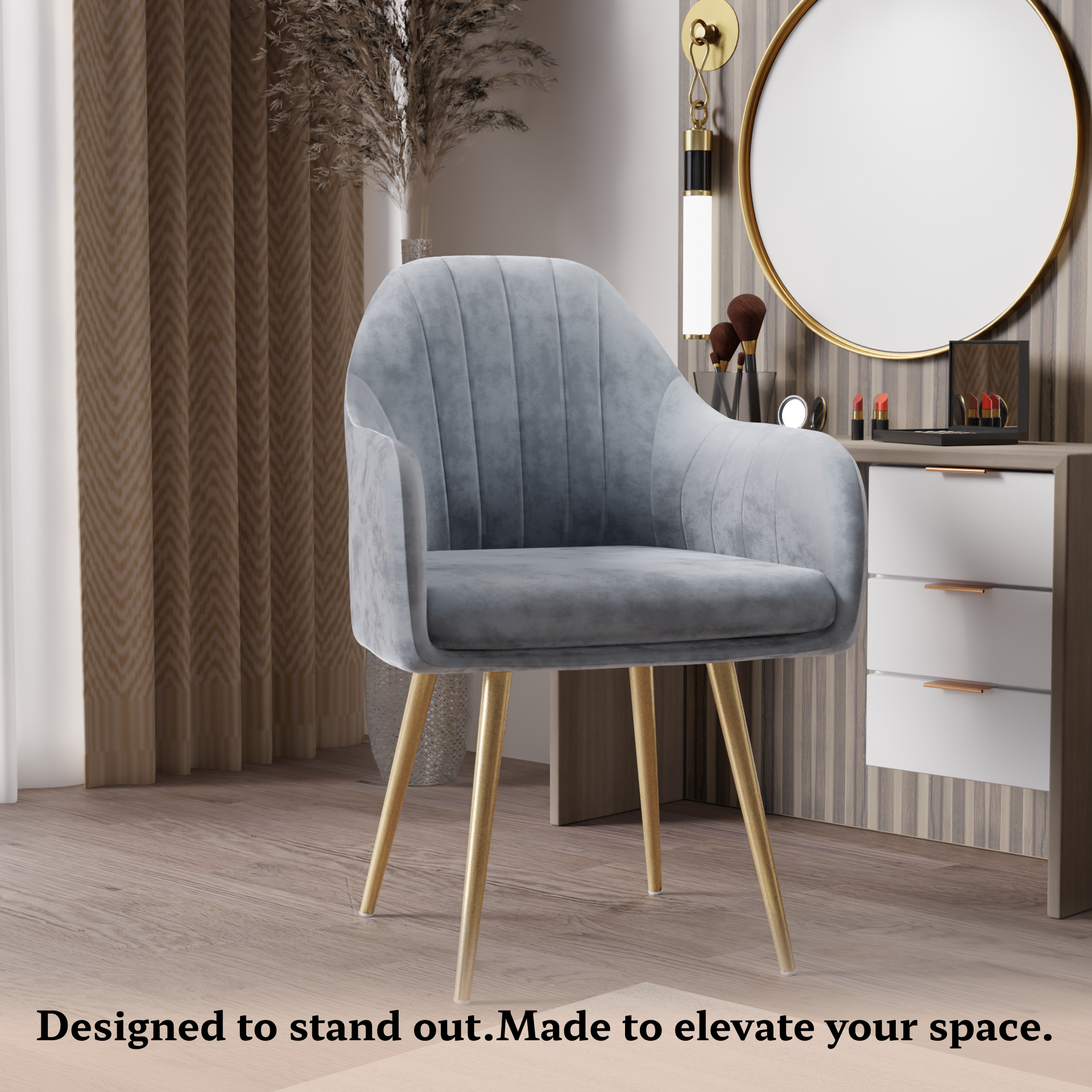 FurniVo Milano Velvet Comfort Dining Chair with Deep Cushion Seating, Strong Wooden Frame & Metal Support Legs for Dining, Living Room, Bedroom, Balcony & Office |
