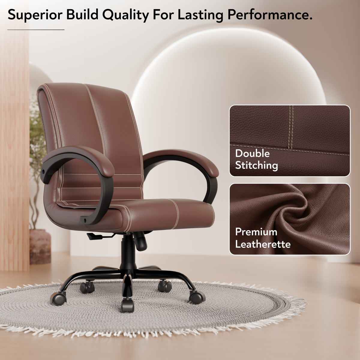 beAAtho® Aura Ergonomic Chair with Cushioned Seat & Backrest | Office & Visitor Chair