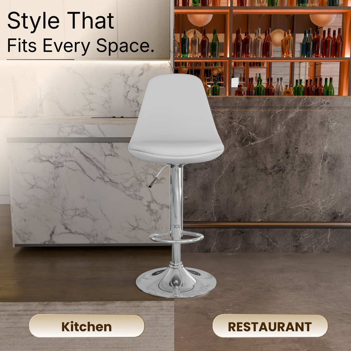 beAAtho Orbit Height Adjustable Bar Stool Chair | 360° Revolving Swivel Bar Chair with Footrest | Modern Kitchen Counter Stool for Home, Cafe & Office