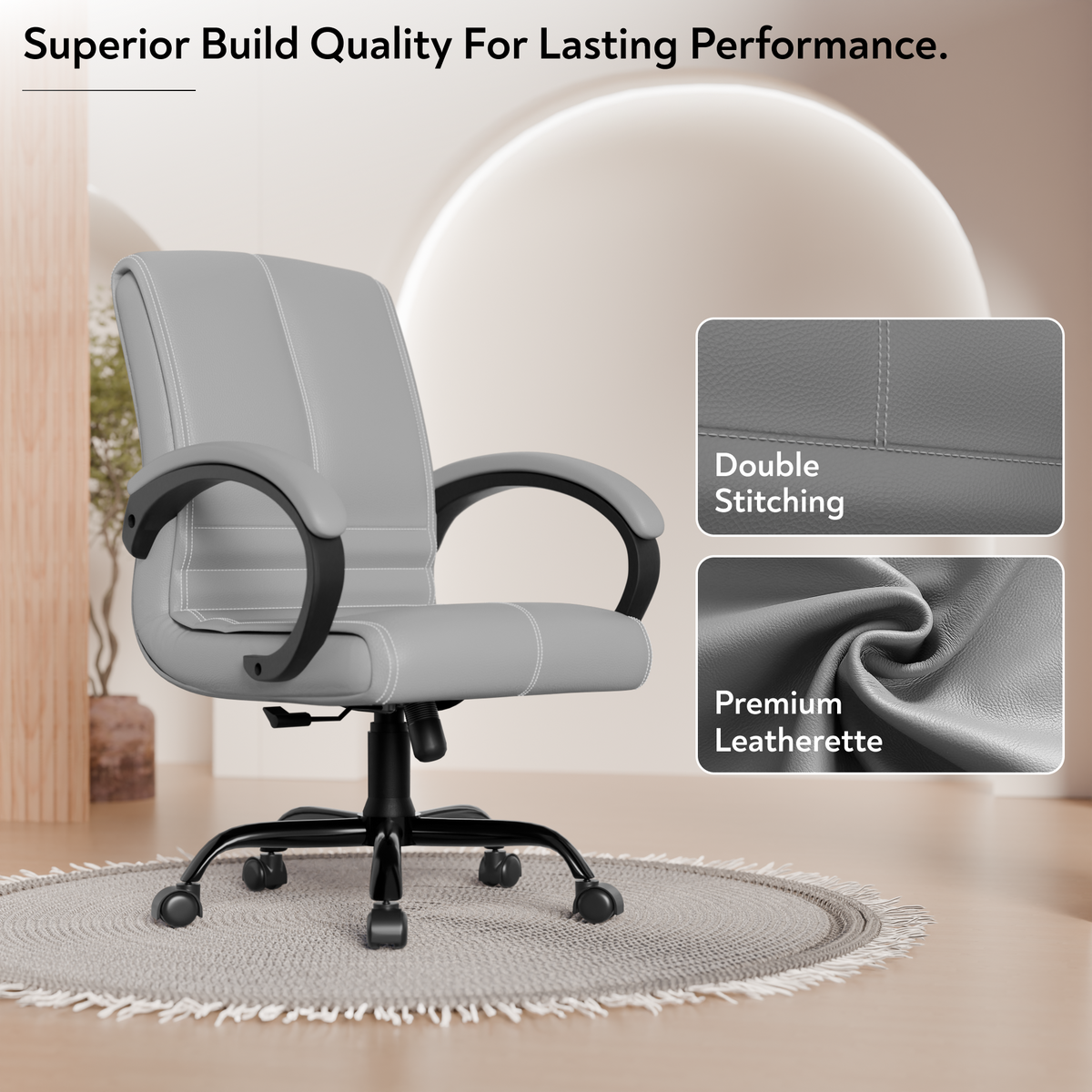 beAAtho® Aura Ergonomic Chair with Cushioned Seat & Backrest | Office & Visitor Chair