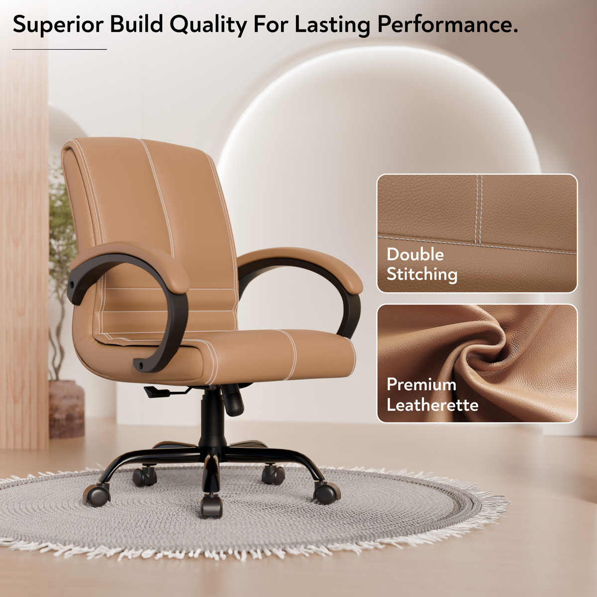 beAAtho® Aura Ergonomic Chair with Cushioned Seat & Backrest | Office & Visitor Chair