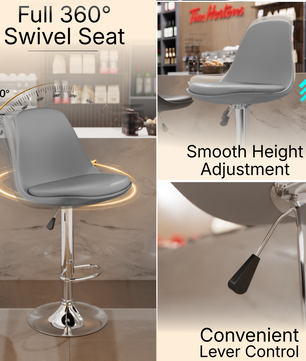 beAAtho Orbit Height Adjustable Bar Stool Chair | 360° Revolving Swivel Bar Chair with Footrest | Modern Kitchen Counter Stool for Home, Cafe & Office