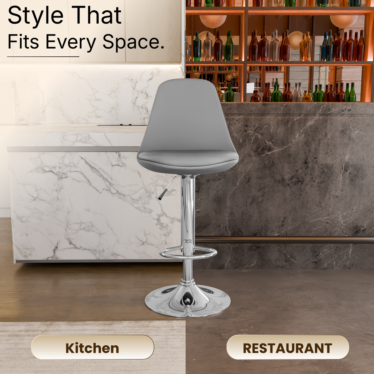 beAAtho Orbit Height Adjustable Bar Stool Chair | 360° Revolving Swivel Bar Chair with Footrest | Modern Kitchen Counter Stool for Home, Cafe & Office