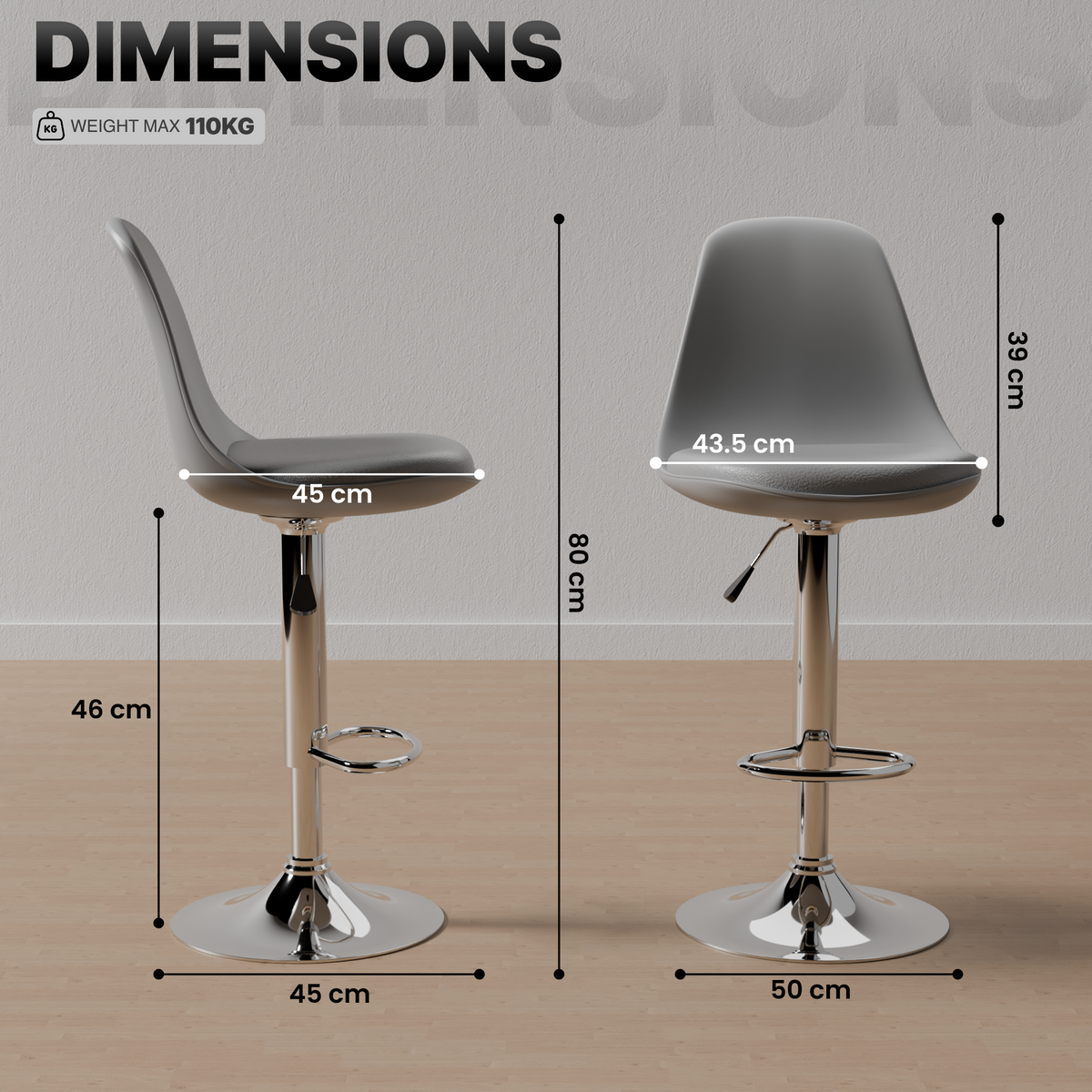 beAAtho Orbit Height Adjustable Bar Stool Chair | 360° Revolving Swivel Bar Chair with Footrest | Modern Kitchen Counter Stool for Home, Cafe & Office
