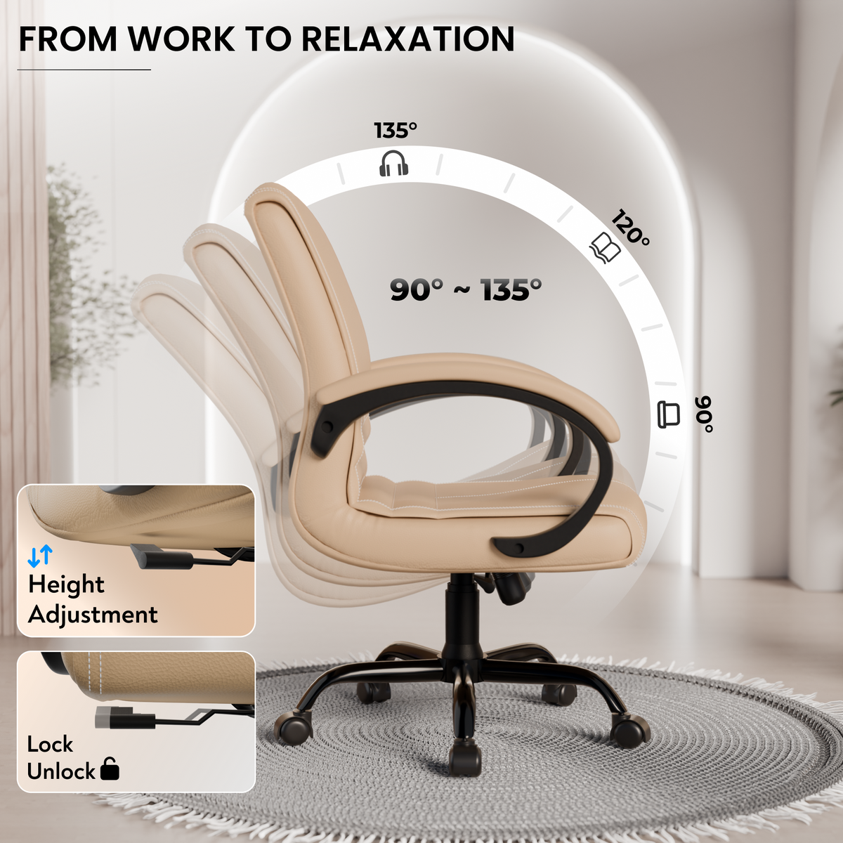 beAAtho® Aura Ergonomic Chair with Cushioned Seat & Backrest | Office & Visitor Chair