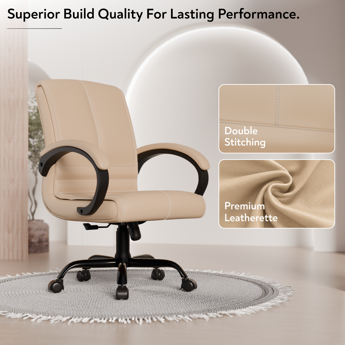 beAAtho® Aura Ergonomic Chair with Cushioned Seat & Backrest | Office & Visitor Chair