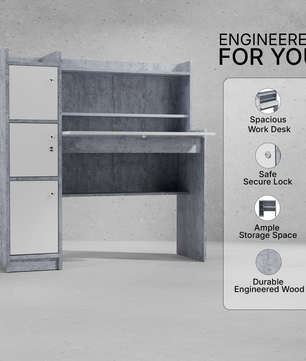 beAAtho Altex Office/Study Desk for Adults, Students, Professionals with 3 cabinets, 3 Shelves, Engineered Wood, Anti-Termite Desk for Office & Work from Home-Wfh (DIY)