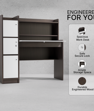 beAAtho Altex Office/Study Desk for Adults, Students, Professionals with 3 cabinets, 3 Shelves, Engineered Wood, Anti-Termite Desk for Office & Work from Home-Wfh (DIY)