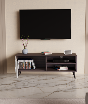 beAAtho NEXA – Elegant Engineered Wood TV Unit with Closed & Open Storage | Walnut White