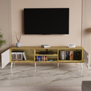 beAAtho Vivid Modern TV Unit – Wooden Entertainment Stand with Storage & Cable Management | Wotan Oak- Beige
