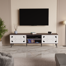 beAAtho Vivid Modern TV Unit – Wooden Entertainment Stand with Storage & Cable Management | Walnut White