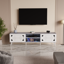 beAAtho Vivid Modern TV Unit – Wooden Entertainment Stand with Storage & Cable Management | Asian White