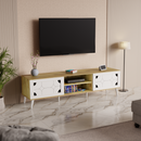 beAAtho Vivid Modern TV Unit – Wooden Entertainment Stand with Storage & Cable Management | Wotan Oak- Beige