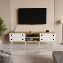 beAAtho Vivid Modern TV Unit – Wooden Entertainment Stand with Storage & Cable Management | Wotan Oak- Beige