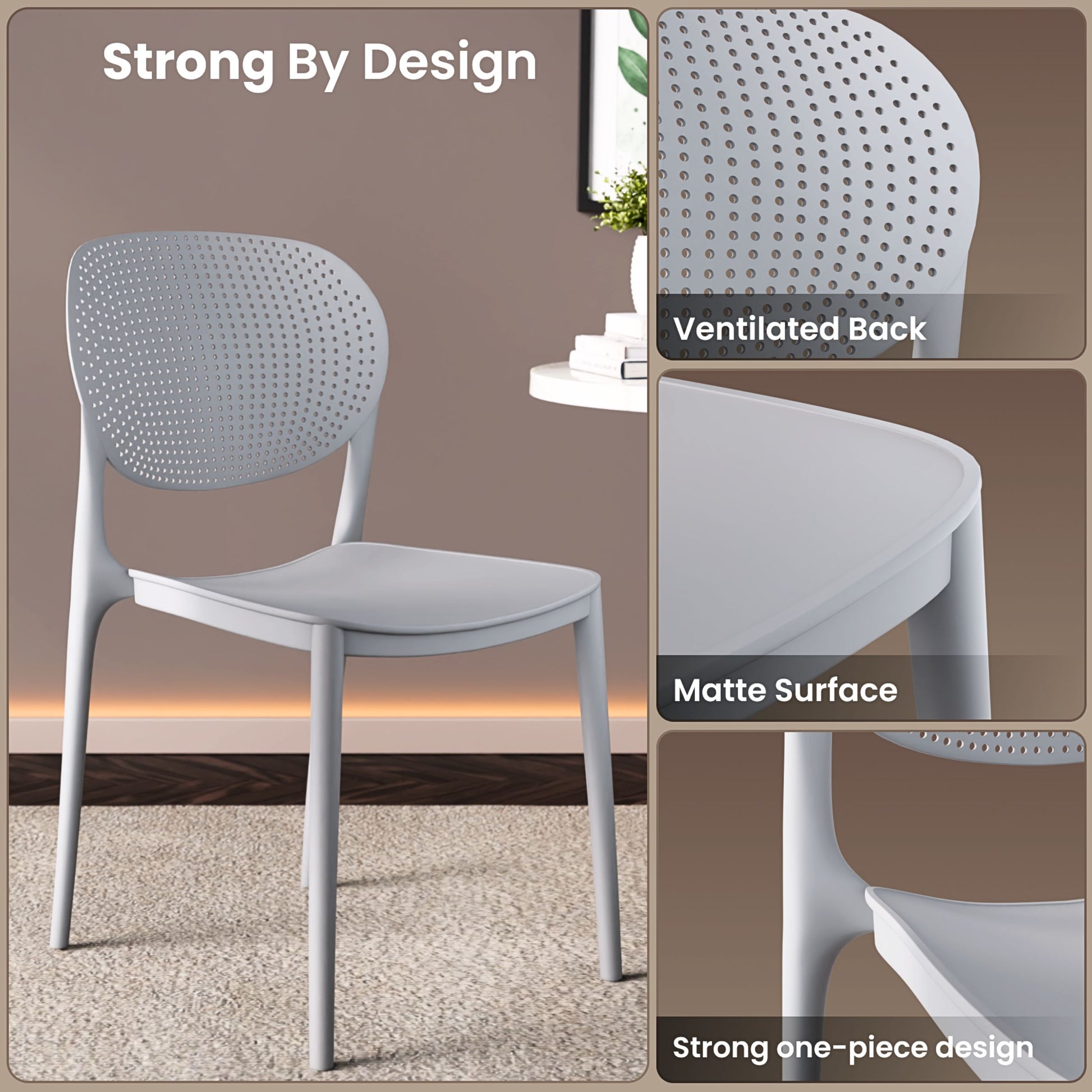 beAAtho Flora Stackable Multipurpose Chair | Modern Accent Chair for Home, Dining, Kitchen, Cafe & Restaurants | Durable Polypropylene | 3-Year Warranty