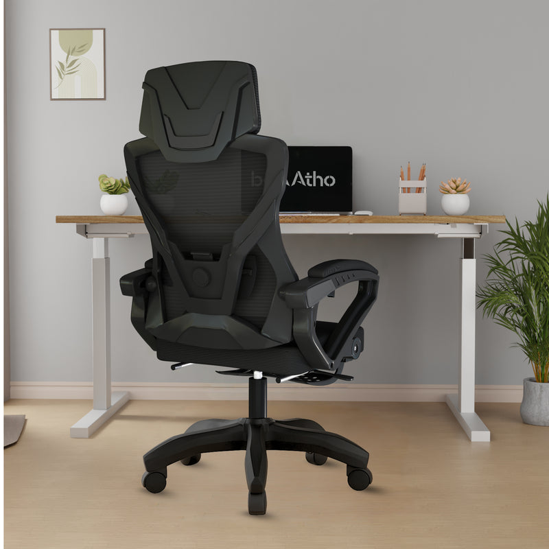 beAAtho Astra: Luxurious Leg Support, 4D Lumbar Support, 145° Recline & Adjustable Tilt Office & Study Mesh High Back Chair