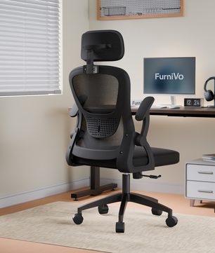 FurniVo Spark Ergonomic High Back Office Chair with 3D Adjustable Armrest, Adjustable Lumbar Support, Revolving Mesh Chair - Home & Office