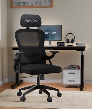 FurniVo Spark Ergonomic High Back Office Chair with 3D Adjustable Armrest, Adjustable Lumbar Support, Revolving Mesh Chair - Home & Office