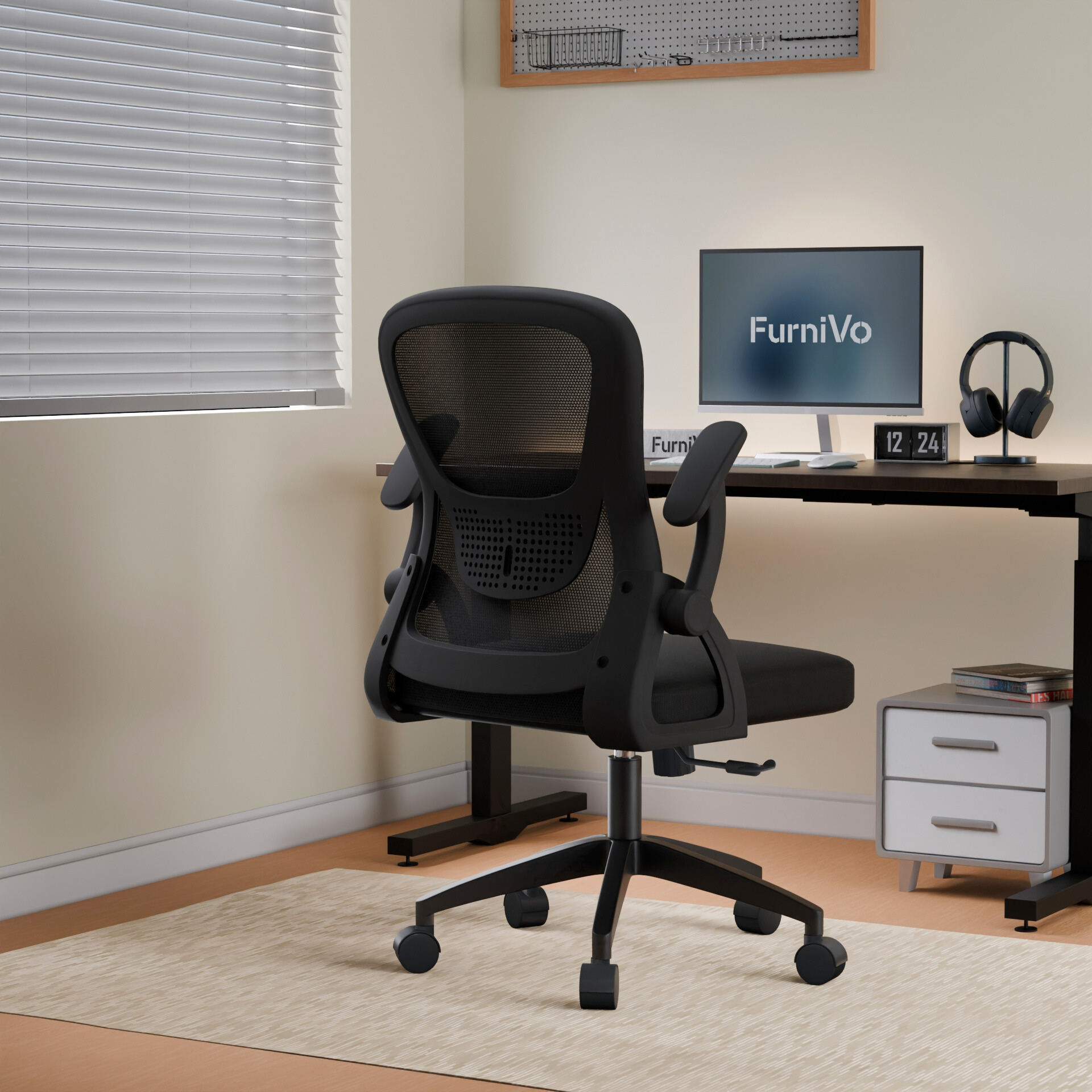 FurniVo Spark Ergonomic High Back Office Chair with 3D Adjustable Armrest, Adjustable Lumbar Support, Revolving Mesh Chair - Home & Office