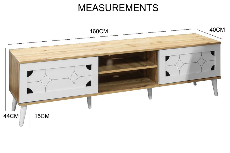 beAAtho Vivid Modern TV Unit – Wooden Entertainment Stand with Storage & Cable Management | Wotan Oak- Beige