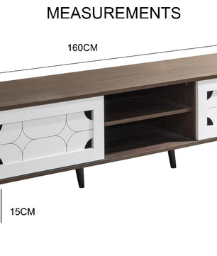 beAAtho Vivid Modern TV Unit – Wooden Entertainment Stand with Storage & Cable Management | Walnut White