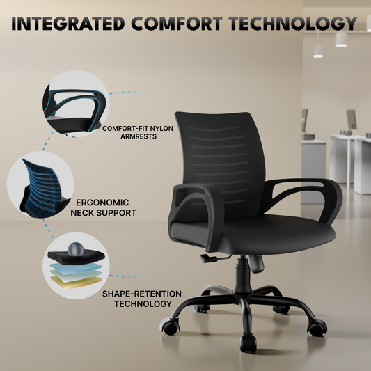 beAAtho Verona Mesh Chair | 3-Year Limited Warranty | Sturdy Nylon base Mesh Revolving Office Chair