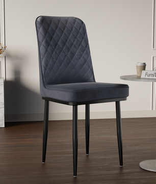 FurniVo IKON Premium Dining Chair with Cushioned Seat & Metal Legs | Premium Accent Chair for Living Room, Bedroom & Balcony | D.I.Y