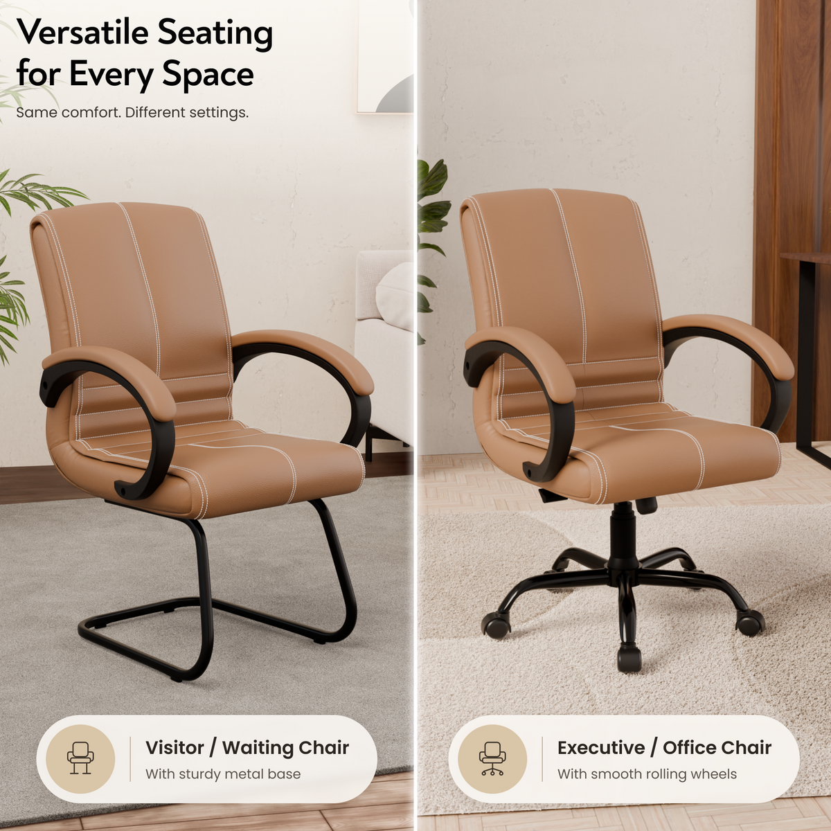 beAAtho® Aura Ergonomic Chair with Cushioned Seat & Backrest | Office & Visitor Chair