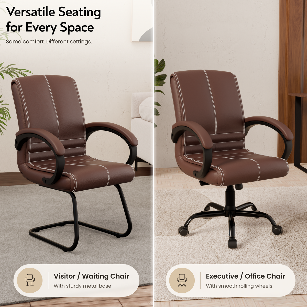 beAAtho® Aura Ergonomic Chair with Cushioned Seat & Backrest | Office & Visitor Chair