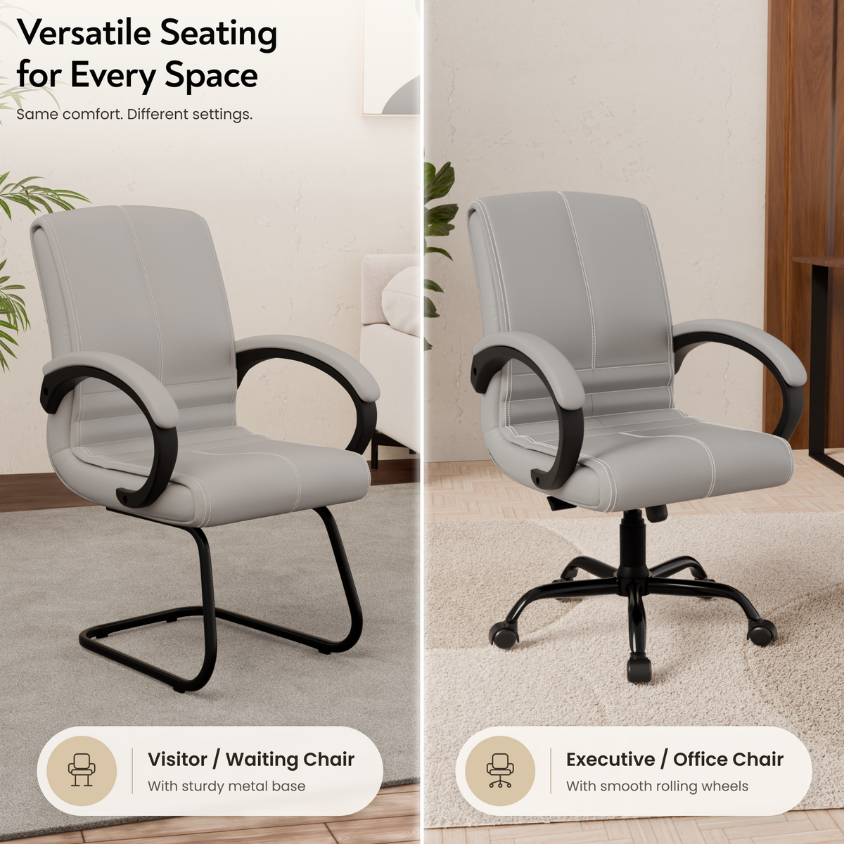 beAAtho® Aura Ergonomic Chair with Cushioned Seat & Backrest | Office & Visitor Chair