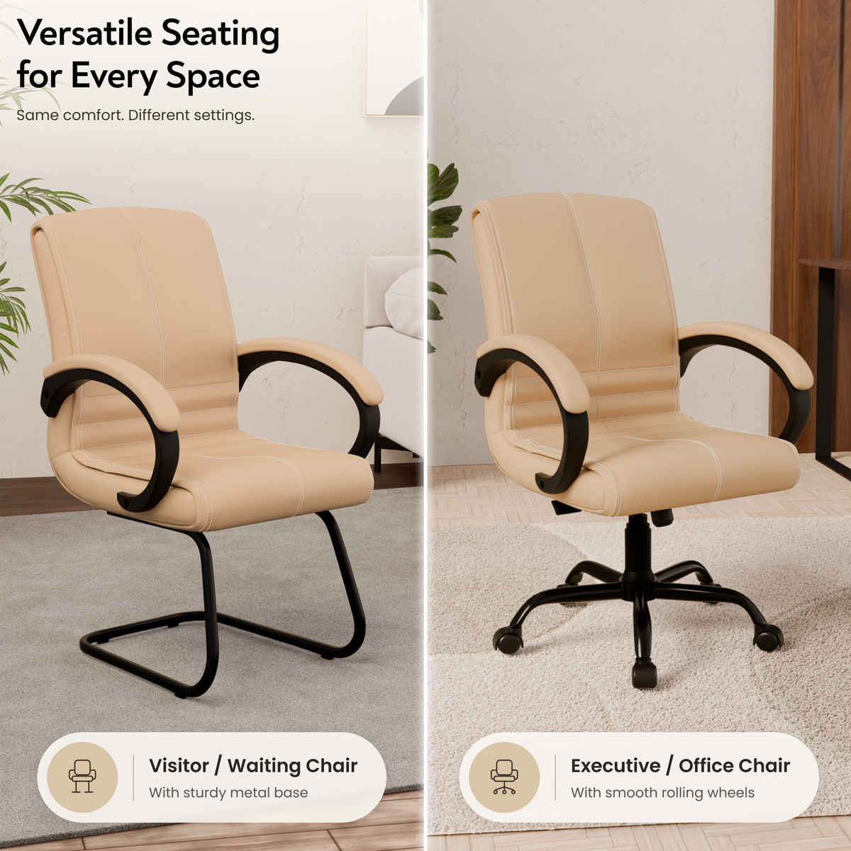 beAAtho® Aura Ergonomic Chair with Cushioned Seat & Backrest | Office & Visitor Chair
