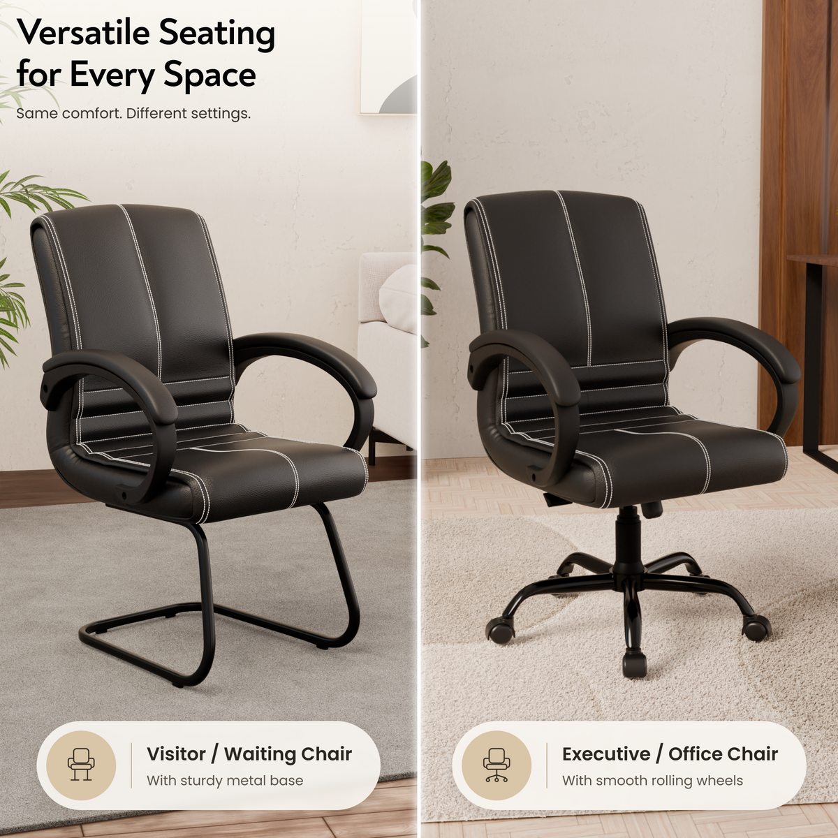 beAAtho® Aura Ergonomic Chair with Cushioned Seat & Backrest | Office & Visitor Chair