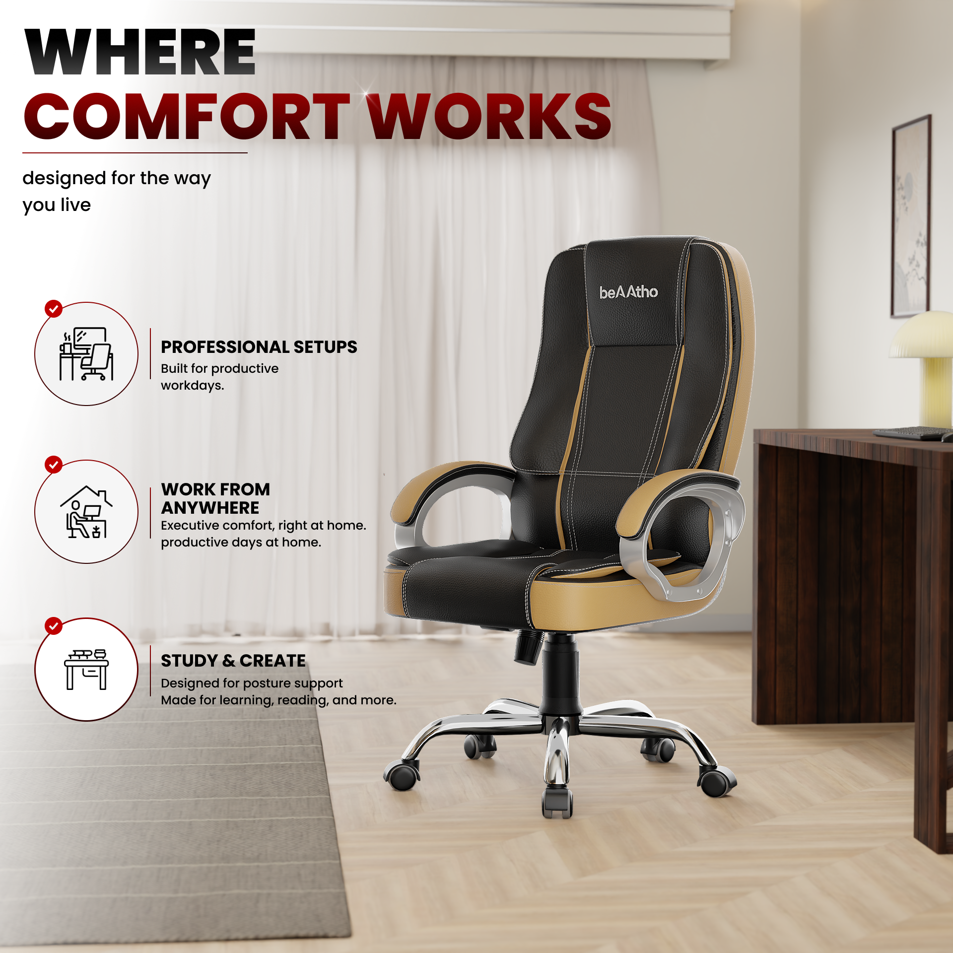 Vintage High Back | 3-Year Warranty | Office Revolving Chair