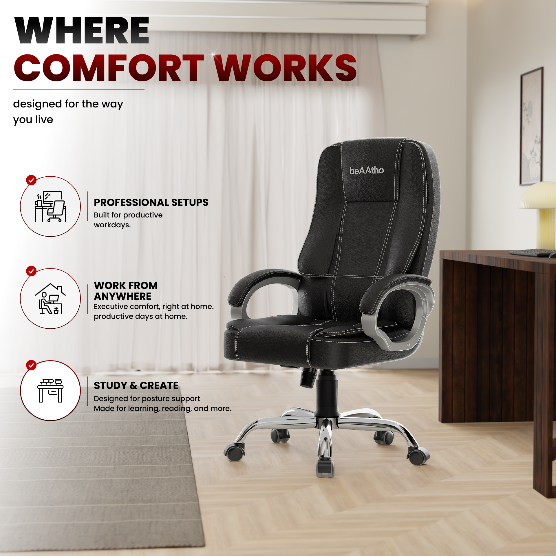 Vintage High Back | 3-Year Warranty | Office Revolving Chair