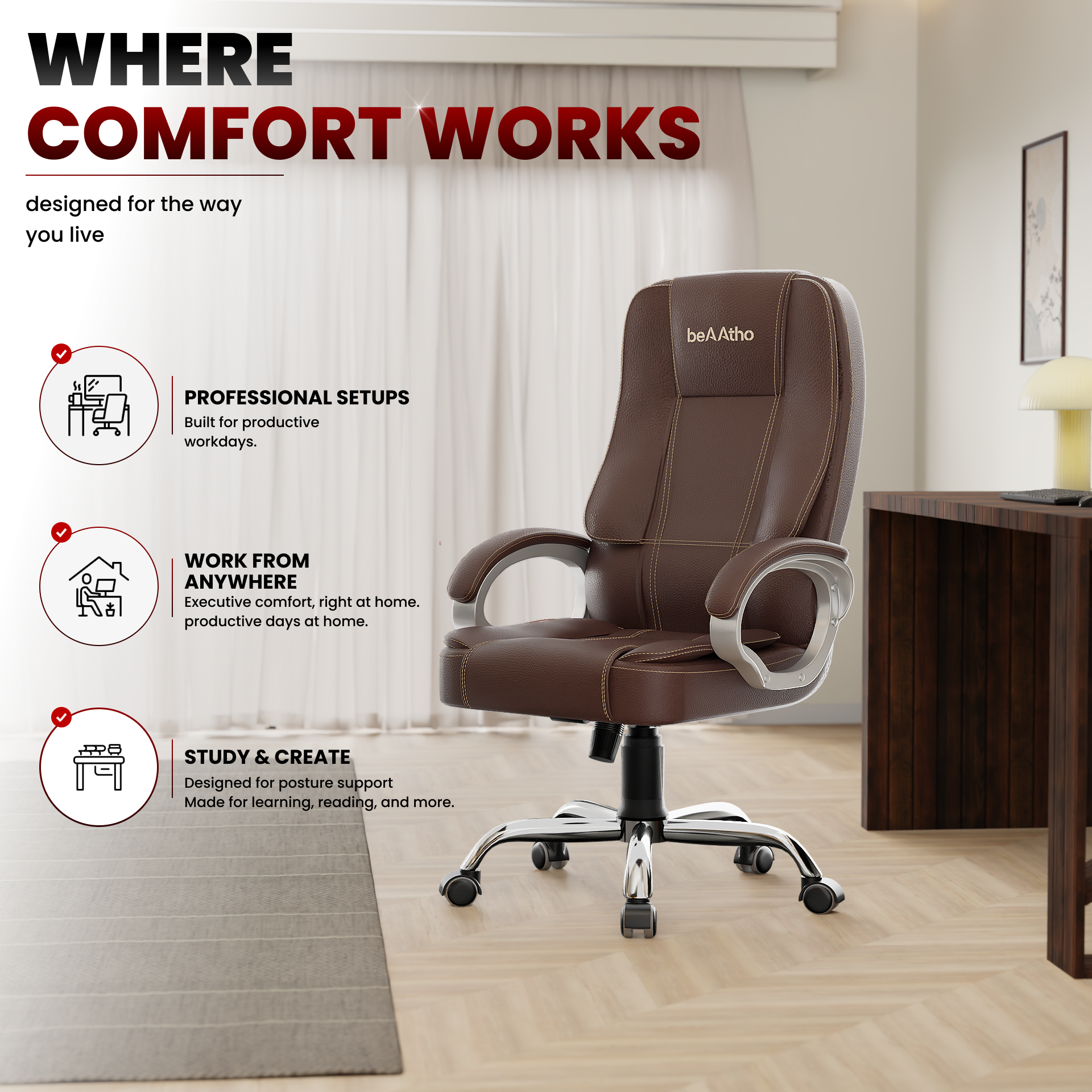 Vintage High Back | 3-Year Warranty | Office Revolving Chair