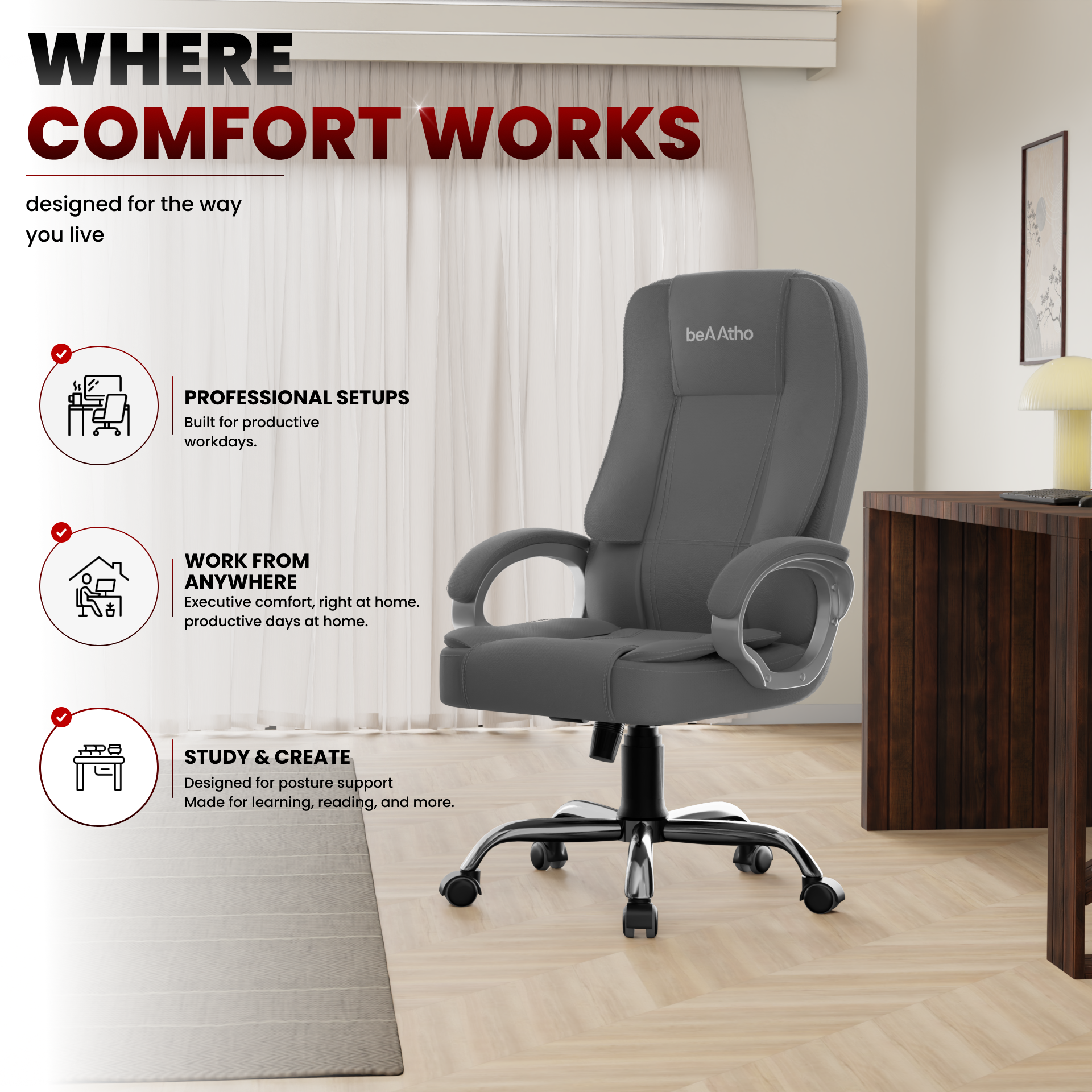 Vintage High Back | 3-Year Warranty | Office Revolving Chair