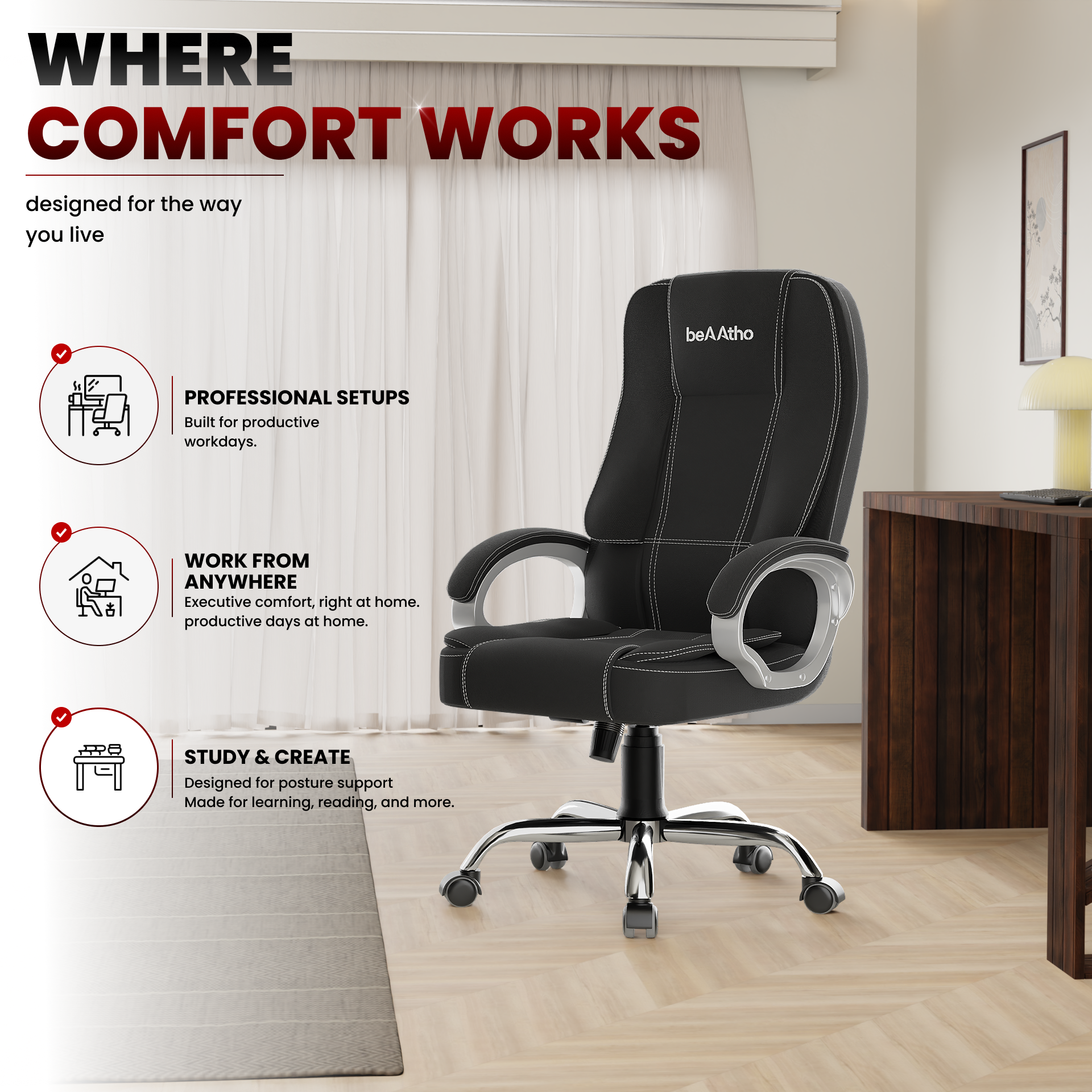 Vintage High Back | 3-Year Warranty | Office Revolving Chair