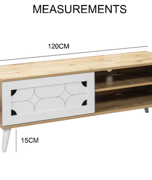 beAAtho NEXA – Elegant Engineered Wood TV Unit with Closed & Open Storage | Wotan Oak- Beige