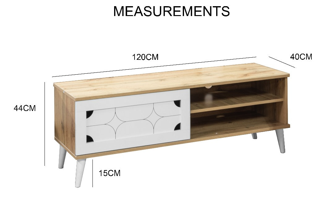 beAAtho NEXA – Elegant Engineered Wood TV Unit with Closed & Open Storage | Wotan Oak- Beige