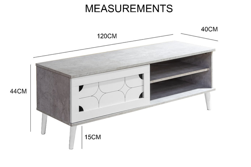 beAAtho NEXA – Elegant Engineered Wood TV Unit with Closed & Open Storage | Asian White