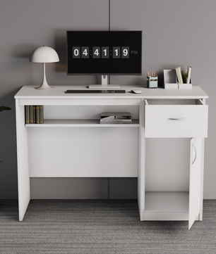 beAAtho Fusion Work & Study Desk for Home & Office with Under-Desk Storage Shelf, Drawer & Cabinet, 17mm Engineered Wood, Computer/Writing Desk for Adults & Students with 3 Year Warranty (Beige)