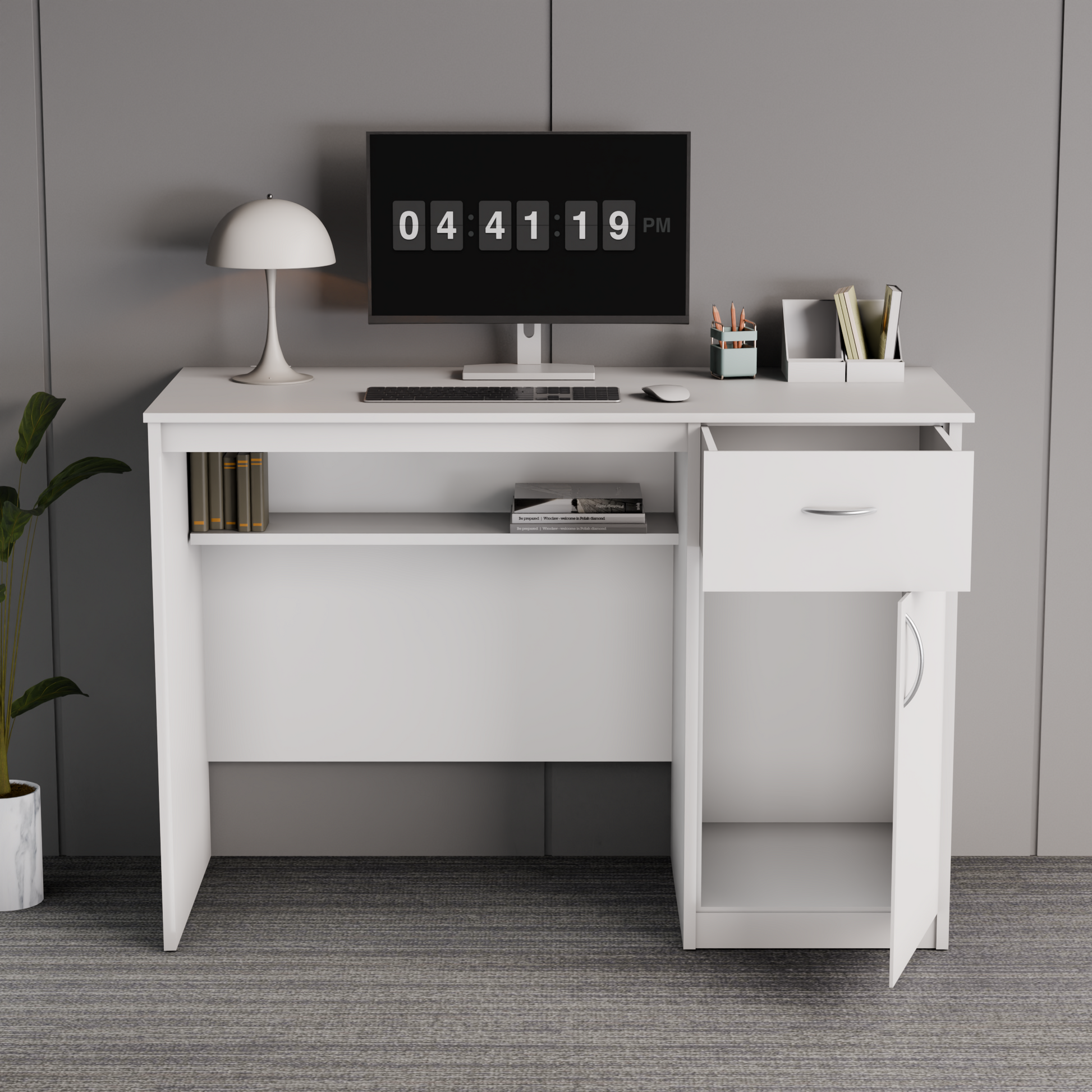 beAAtho Fusion Work & Study Desk for Home & Office with Under-Desk Storage Shelf, Drawer & Cabinet, 17mm Engineered Wood, Computer/Writing Desk for Adults & Students with 3 Year Warranty (Beige)