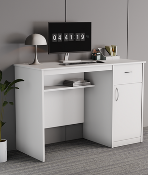 beAAtho Fusion Work & Study Desk for Home & Office with Under-Desk Storage Shelf, Drawer & Cabinet, 17mm Engineered Wood, Computer/Writing Desk for Adults & Students with 3 Year Warranty (Beige)