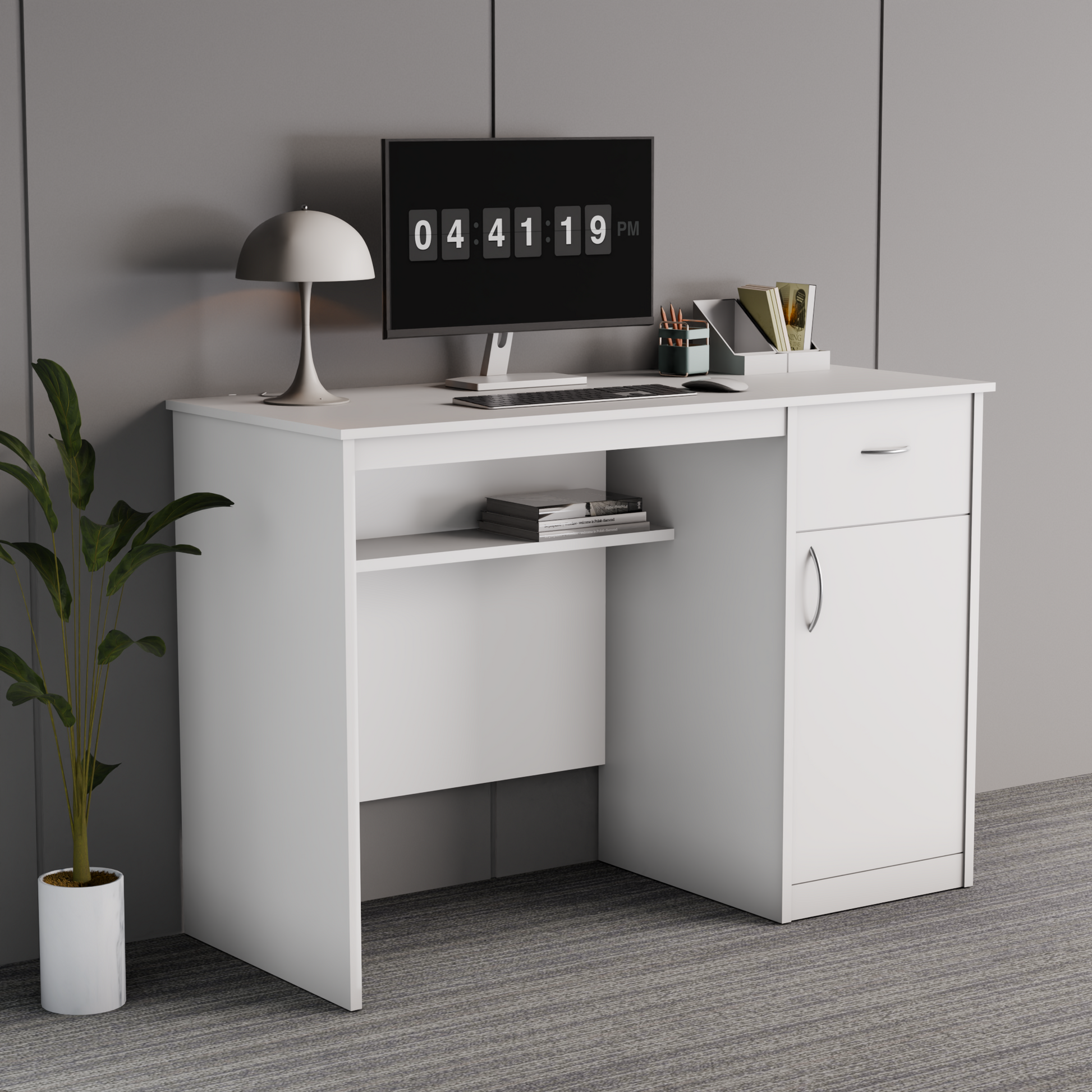 beAAtho Fusion Work & Study Desk for Home & Office with Under-Desk Storage Shelf, Drawer & Cabinet, 17mm Engineered Wood, Computer/Writing Desk for Adults & Students with 3 Year Warranty (Beige)