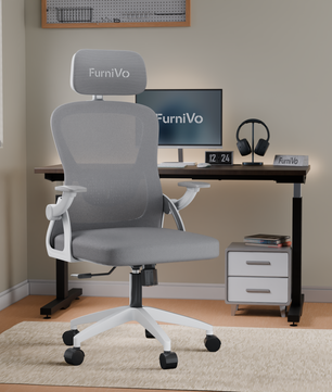 FurniVo Spark Ergonomic High Back Office Chair with 3D Adjustable Armrest, Adjustable Lumbar Support, Revolving Mesh Chair - Home & Office