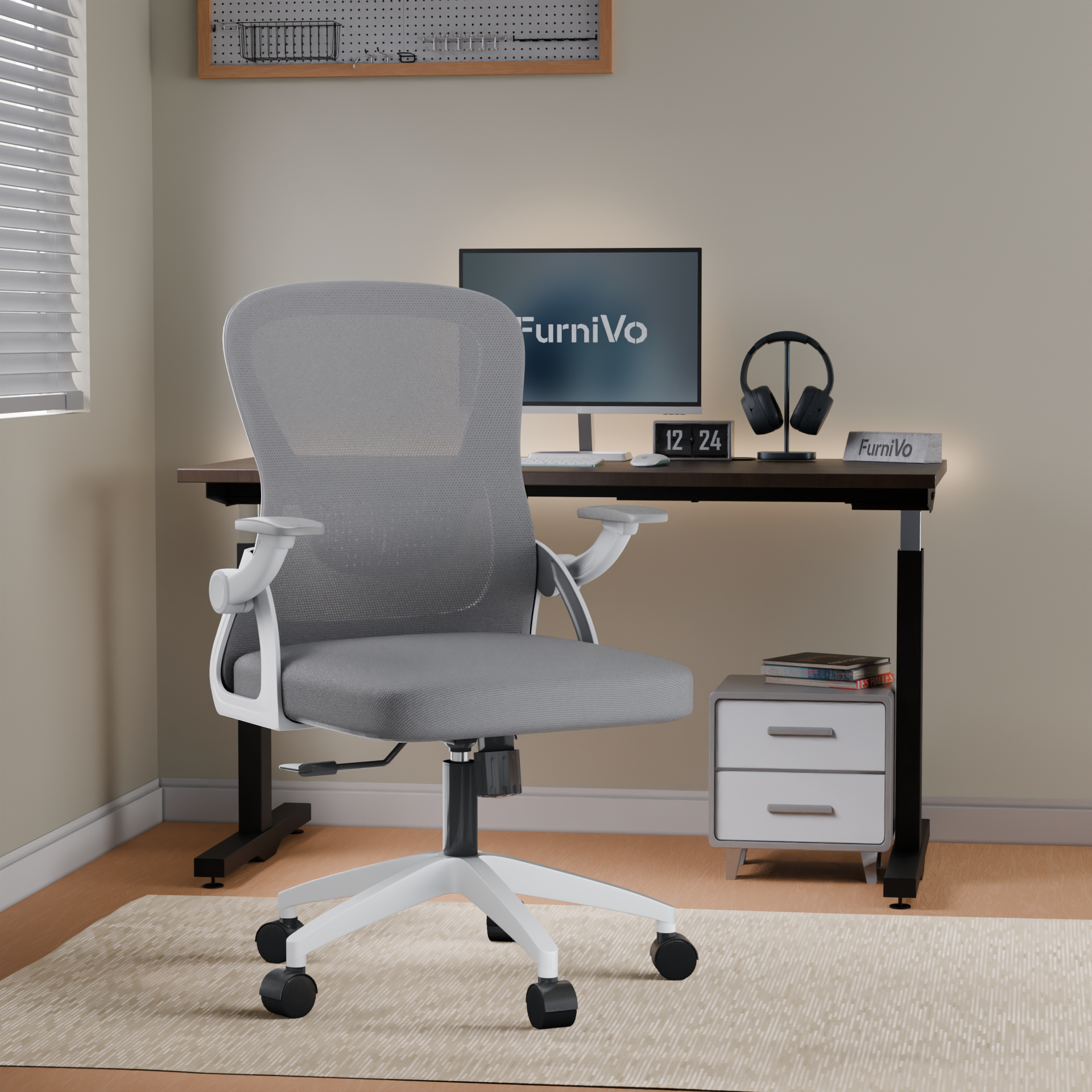 FurniVo Spark Ergonomic High Back Office Chair with 3D Adjustable Armrest, Adjustable Lumbar Support, Revolving Mesh Chair - Home & Office